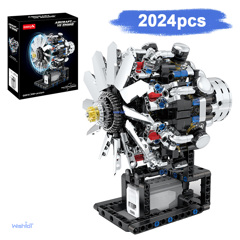 Model Kit V8 Engine - G8910 Aviation V8 Engine 558pcs Aircraft