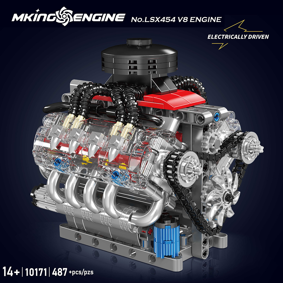 Model Kit V8 Engine - V8 Engine Building Blocks Kit 487pcs
