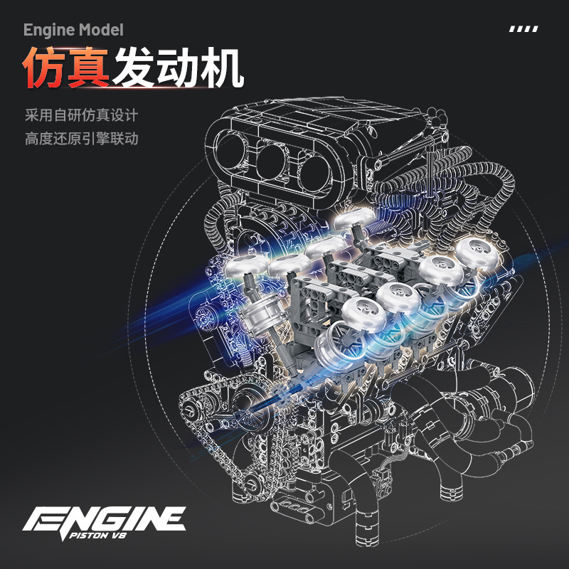 Y15001 Supercar V8 engine Mode – Model Kit V8 Engine Bewertung und Preis